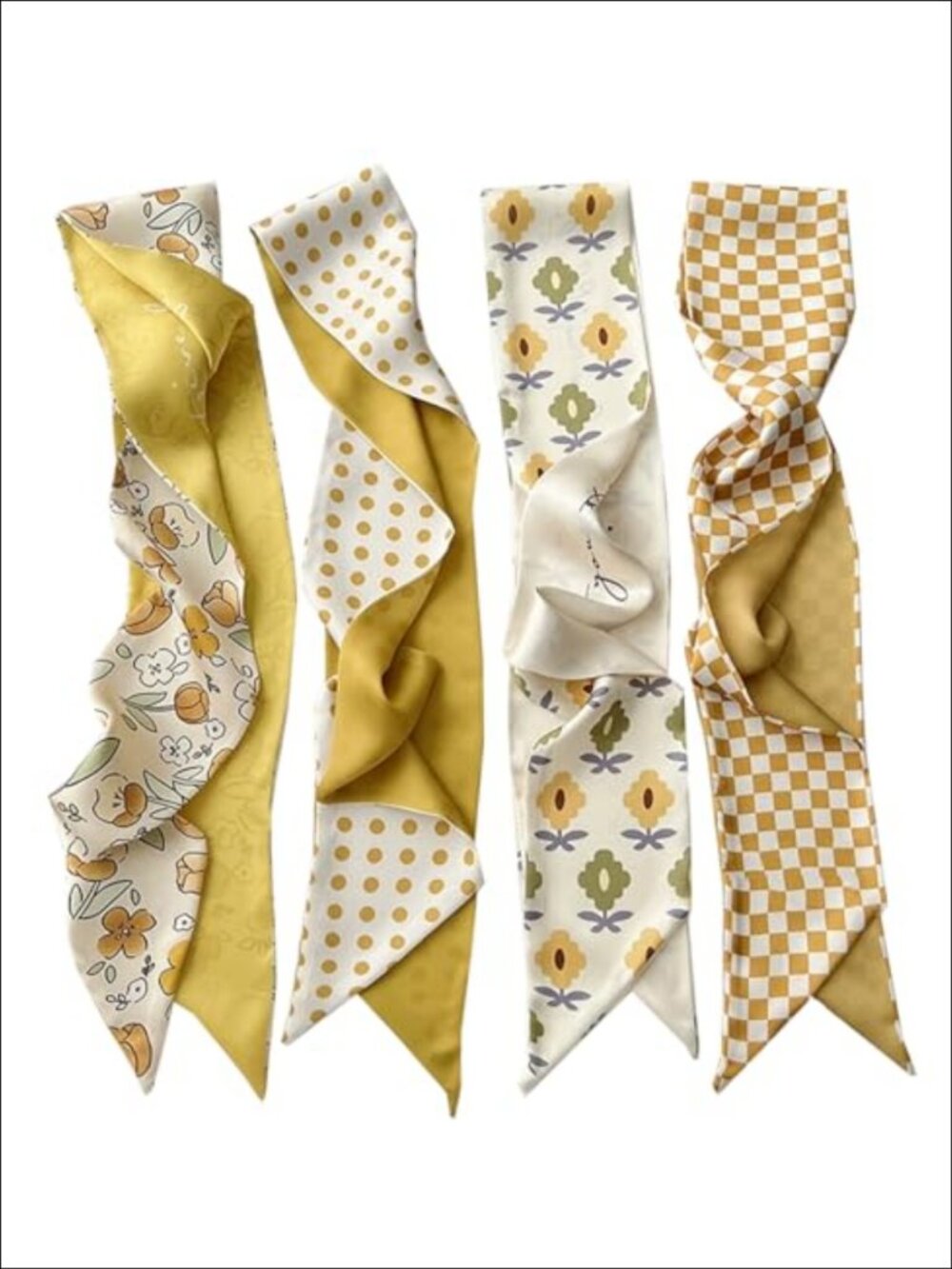 WENLOOY 4 Pack Satin Purse Scarf Set Lightweight Skinny Hair Neck Accessories
